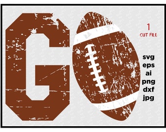 Go football SVG DXF PNG cut file cricut silhouette cameo scrap booking Go Football Distressed Files, Cricut Files, Silhouette Files, dxf