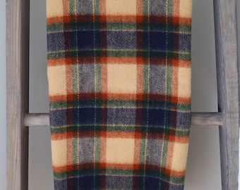SALE: Vintage Faribo Tan & Blue Plaid Throw - Excellent Condition