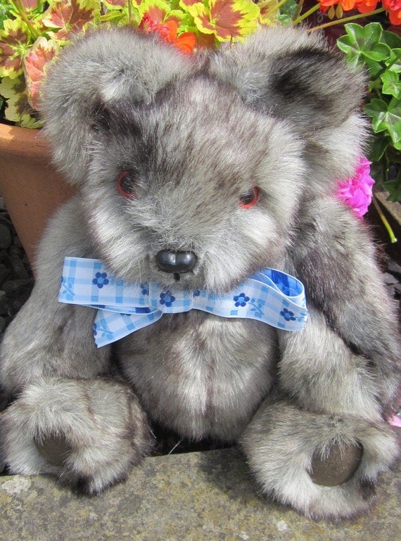 Silver Grey Teddy Bear Faux Fur Bear Toy Furry Animal Toy Companion Keepsake Toy Collectible Toy Cuddly Toy Bear Toy Bear for All Occasions