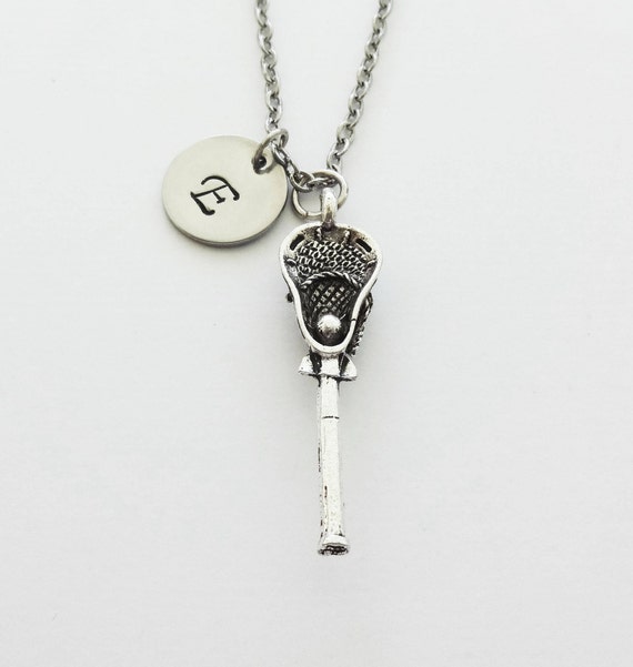 Lacrosse Necklace Pewter Charm Lacrosse Player Gift For