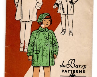 1930's DuBarry Girl's Coat with Peter Pan collar Pattern - Breast 23" - No. 1166B