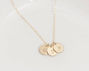 1,2,3,4,5,6 Initial Disc Charm (9.5mm) Necklace, Sterling Silver, Gold Filled, and Rose Gold Personalized Necklace