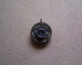 Vintage celluloid button necklace pendant jewelry W typewriter key