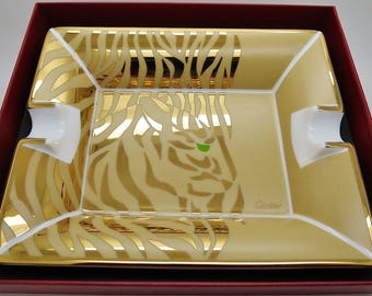 CARTIER CIGAR ASHTRAY ~ French Porcelain with 24kt Gold
