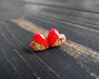 Be my valentine earrings love jewelry red heart earrings gold earrings stud christmas earrings bridesmaid gift set girlfriend christmas gift