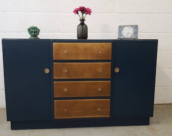 Fabulous mid century sideboard painted in Farrow and Ball Hague Blue