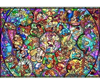 ON SALE Counted Cross Stitch Patterns - Disney stained glass - 35.43" x 25.11" - L610