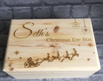 Christmas Eve Box Personalised, Wooden, Santa's Sleigh