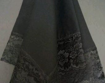 Beautiful Black Cotton Church Lap Scarf with Black Lace