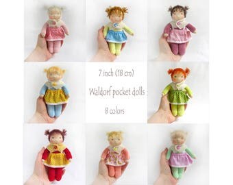 7" (18 cm) small Waldorf doll. 8 colors. Pocket doll-Steiner doll-cloth doll-handmade doll-soft doll-waldorfpuppe-rag doll-birthday gift