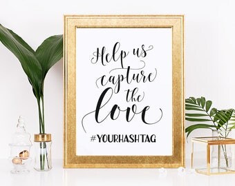 Wedding hashtag sign, Help us capture the love, Custom hashtag signs, Hashtag wedding sign, hash tag, Simple wedding sign, Social media sign