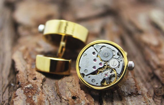 18K Steampunk Cufflinks Cuff Links - LONGINES Watch Movements TORCH SOLDERED - Elegant Bright Silver Oval Birthday Wedding Anniversary Gift by kennethwooddesign steampunk buy now online