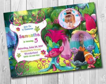 Trolls Birthday Invitation, Trolls Invitation, Trolls Birthday Party, Trolls Party Invitation, Trolls Invitation with Photo - ONLY FILE