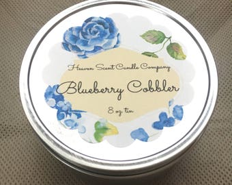 Blueberry Cobbler hand-poured soy wax candle in 8oz tin