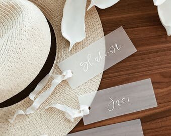 Vellum Name Tags, Name Tags, Place Card Calligraphy, Wedding Calligraphy