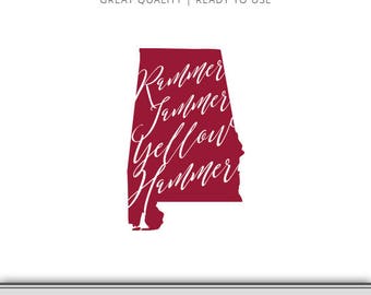 Rammer Jammer Yellow Hammer Alabama Roll Tide State Graphic - Digital Download - Alabama SVG - Bama SVG - Alabama Cut File Ready to Use!