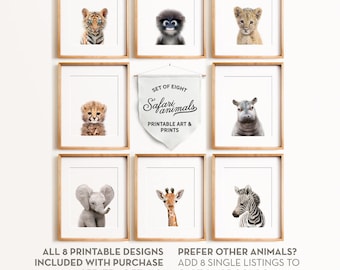 Safari nursery, Baby animal nursery art, PRINTABLE art, Safari animals, Safari animal prints, Giraffe print, Nursery wall decor, Baby room