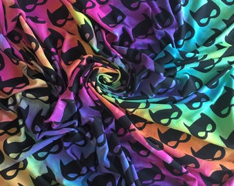 Midnight Rainbow Batman Masks Cotton Jersey Hand Dyed Fabric