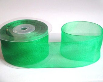1 m 40mm Green organza Ribbon