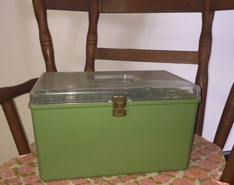 Wilhold Green Sewing Box Double Tray Wilson MFG