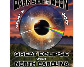 EC033 - North Carolina - Dark Side of the Moon Total Solar Eclipse 2017 Sticker (or MAGNET)