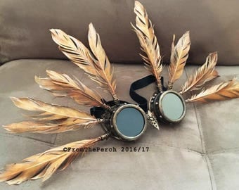 Burning Man Goggles, Steampunk Goggles, PHOENIX Goggles and headdress for Burners Playa Festivals EDM