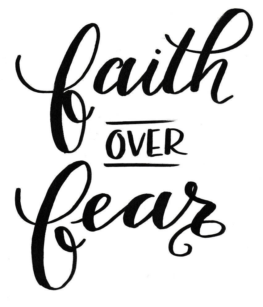 Download faith over fear - Hand Lettering - Digital Download Print