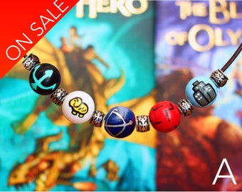 ON SALE Percy Jackson's Camp Half-Blood Bead Necklace **now featuring glow in the dark trident bead**