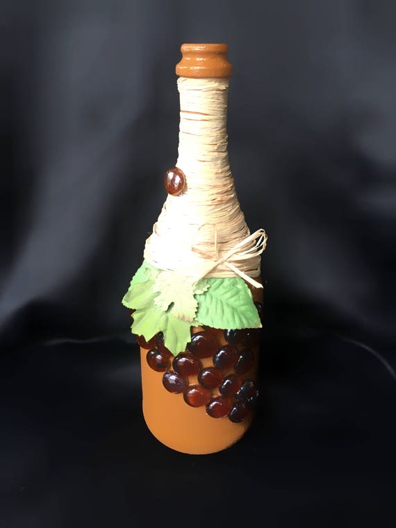 Grapes Decor.Wine Glass Bottle.Decorated Bottles.Home