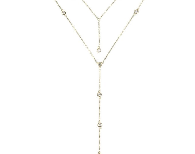 Long Rosary Inspired Y Lariat Necklace with Mary Connector Opal Beads, Silver, Layer Stack Jewelry, Unique Gift