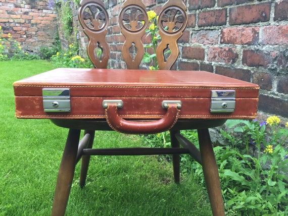 TAN BRIEFCASE | Vintage Luggage | Vintage Tan Brown Briefcase | Vintage Home Decor | Rustic Brown Decor | Photo Prop | Vintage Briefcase