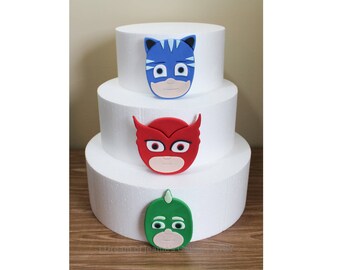 PJ Mask Cake Toppers, Owlette, Cat Boy, & Gecko Topper Set