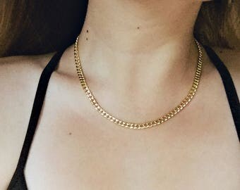 Thick Gold Chain Necklace / Gold Chain Statement Necklace / Gold Layering Necklace
