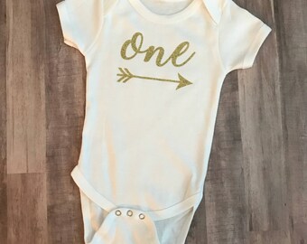 First Birthday Baby Girl Onesie, First Birthday Onesie, First Birthday Shirt, Girl Onesie, Gold Onesie