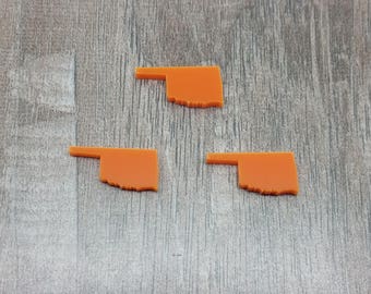 12mm Orange Oklahoma State Acrylic Laser Cut Blanks - 10 Pcs