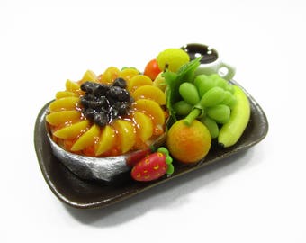 Dollhouse Miniature Food 1:12 Fruit Cake Fresh Fruit Coffee Ceramic Supply Charms 13939