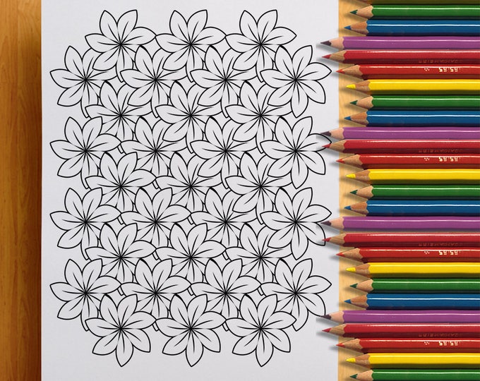 Floral Coloring Page, Abstract Flower Coloring Printable, Adult Colouring Flowers, Spring Color Page, Flowers To Color PDF Download