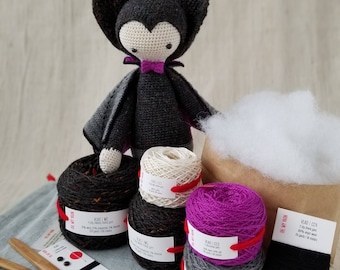 Lalylala VLAD the Vampire Bat -DIY Crochet kit, kits, crochet, crocheting, amigurumi kit, crocheter gift, crochet pattern, crochet supplies