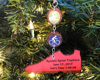 Triathlon Ornament, Swim Bike Run Ornament, Triathlon Gifts, Ironman Triathlon Gifts, Triathlete Ornament, Triathlete Gift, Sprint Triathlon