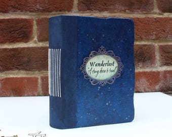 Wanderlust Personalized Travel journal, Starry Sky Space Vintage Journal