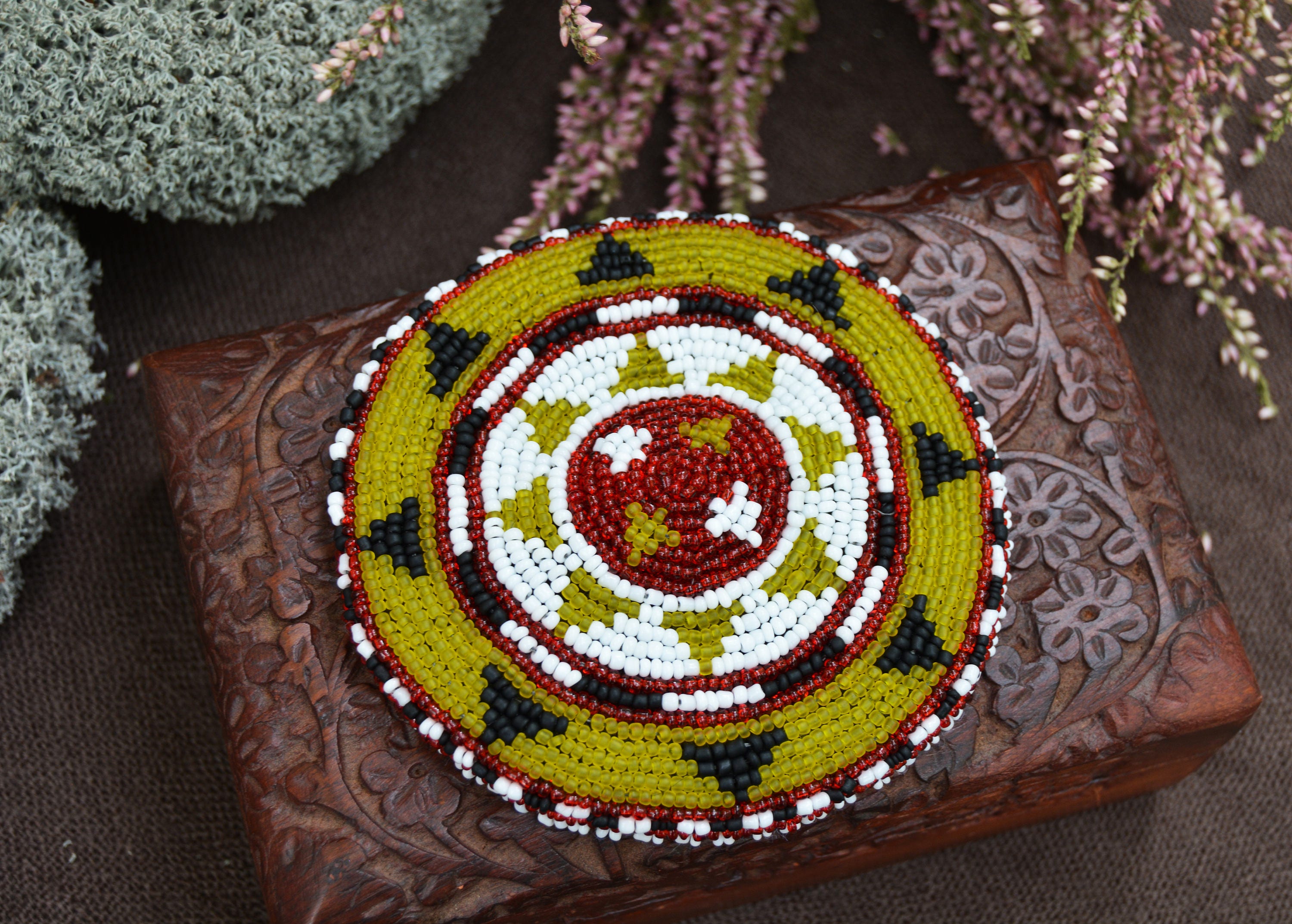 Large Beaded medallion Native America inspired Beaded hair