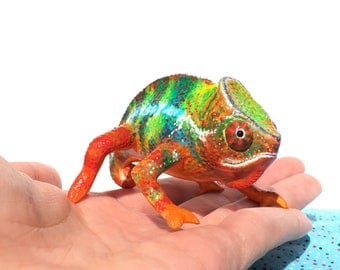 Colorful Chameleon Polymer Clay Figurine