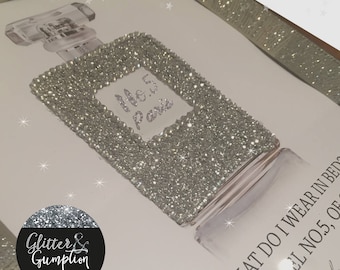 Perfume glitter chanel inspired bottle Marilyn Monroe Quote frame