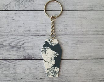 Shrink Plastic Keychain Coffin Keychain Splatter Keychain Gothic Keychain Horror Keychain Marble Keychain Accessory Odd Keychain
