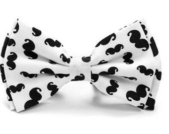 White Mustache Bow tie b3