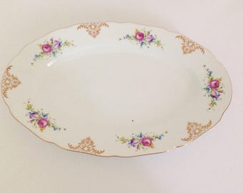 Vintage Porcelain Czechoslovakia Oval Serving Platter