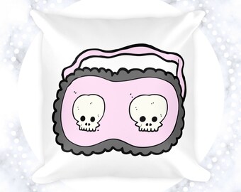 Skull Sleep Mask Throw Pillow | Pillow Cases | Edgy Accent Pillows | Decorative Pillows | Gifts for Her | Goth | Skulls | Bedroom Decor