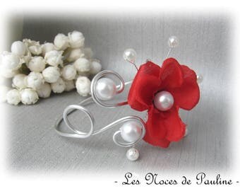 Red and white wedding 'Les Volutes' v2 b bracelet