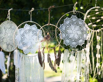 Wedding dream catchers set, 10 pieces White boho dreamcatchers set, Bohemian wedding decor, Wedding dreamcatchers set, Boho wedding decor