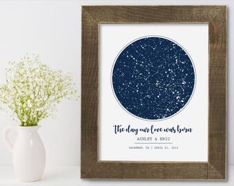 Constellation Star Map, Wedding Gift Couple for Him, Unique Men 1st Paper Anniversary 2nd Cotton, Husband Valentine Day Wife Christmas Decor